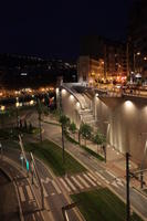 artificial lighting, Bilbao, cityscape, crossing, elevated, night, Pais Vasco, road, Spain, stair