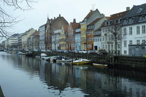 boat, building, Copenhagen , day, Denmark, elevated, facade, Kobenhavn, overcast, residential