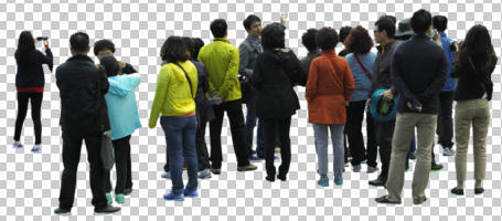 asian, back, casual, cutout, cutout groups, cutout people, day, eye level view, group, natural light, people, spring, standing