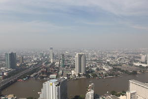 aerial view, autumn, Bangkok, cityscape, day, direct sunlight, elevated, Krung Thep Mahanakhon, natural light, open space, outdoors, river, road, sunny, Thailand