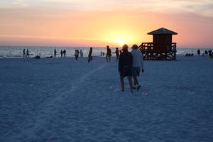 beach, England, eye level view, Florida, group, London, people, Sarasota, sunny, sunset, sunshine, The United Kingdom, The United States, walking, winter