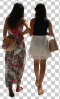 back, casual, caucasian, couple, cutout, cutout couples, cutout people, day, eye level view, summer, sunny, walking, woman