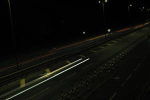 artificial lighting, car lights, city lights, elevated, England, evening, London, night, outdoor lighting, road, The United Kingdom, urban, winter