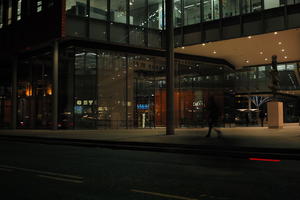 artificial lighting, building, England, eye level view, London, night, restaurant, spring, street, The United Kingdom, urban