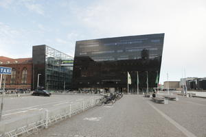 bench, bicycle, building, Copenhagen , day, Denmark, eye level view, facade, Kobenhavn, pavement, sunny, winter