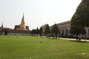 Bangkok, day, evergreen, eye level view, grass, hedge, Krung Thep Mahanakhon, park, summer, sunny, temple, Thailand, tree