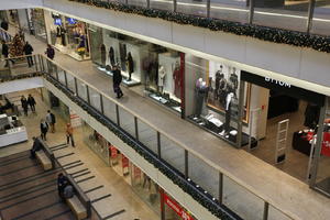 artificial lighting, elevated, indoor lighting, interior, Krakow, Malopolskie, Poland, shop, shopfronts, shopping centre