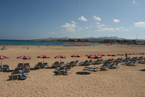 beach, Canarias, day, eye level view, Las Palmas, Spain, summer, sunbed, sunny, umbrella