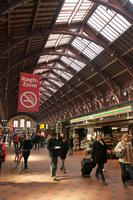 ceiling, Copenhagen , crowd, day, Denmark, eye level view, Kobenhavn, people, station, sunny, winter