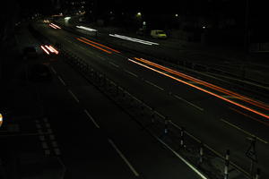 artificial lighting, car lights, city lights, elevated, England, evening, London, night, outdoor lighting, road, The United Kingdom, urban, winter