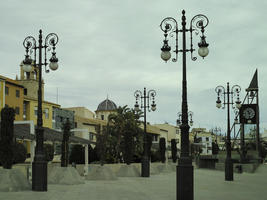 cloudy, day, eye level view, lamppost, Orihuela, Spain, square, Valenciana