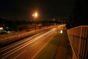 artificial lighting, elevated, England, evening, grass, London, road, The United Kingdom