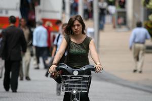 Amiens, cycling, day, eye level view, France, girl, natural light, Picardie, portrait, street, summer