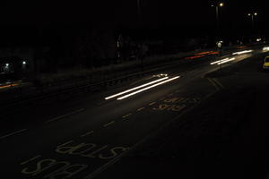 artificial lighting, car lights, city lights, elevated, England, evening, London, night, outdoor lighting, road, The United Kingdom, urban, winter