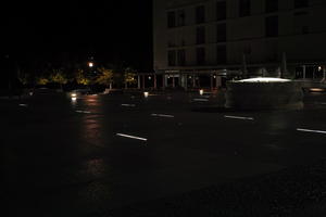 artificial lighting, building, city, Croatia, eye level view, night, pavement, pavement, paving, plaza, spring, well, wet, Zadar, Zadarska