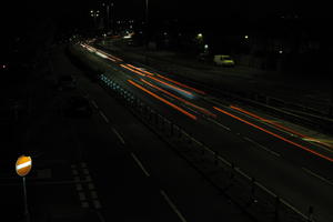 artificial lighting, car lights, city lights, elevated, England, evening, London, night, outdoor lighting, road, The United Kingdom, urban, winter