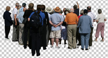 back, casual, cutout, cutout groups, cutout people, day, elderly, eye level view, group, standing, summer, sunny