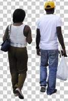 back, casual, couple, cutout, cutout couples, cutout people, day, diffuse, diffused light, eye level view, summer, walking