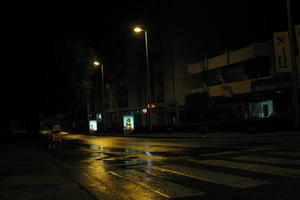 artificial lighting, city, Croatia, eye level view, night, spring, street, street light, wet, Zadar, Zadarska