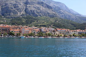 boat, Croatia, day, eye level view, Makarska, marina, seascape, Splitsko-Dalmatinska, summer, town, tree, vegetation