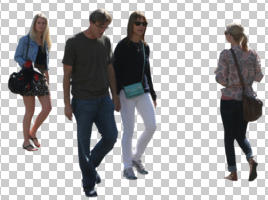 casual, cutout, cutout groups, cutout people, day, eye level view, front, group, people, summer, sunny, walking