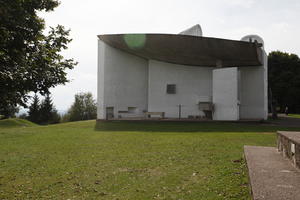 chapel, day, direct sunlight, eye level view, grass, natural light, open space, outdoors, summer, sunny