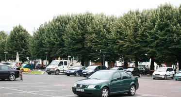 Amiens, car, car park, day, eye level view, France, overcast, Picardie, tree, van, vegetation