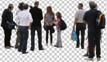 casual, cutout, cutout groups, cutout people, day, diffuse, diffused light, eye level view, group, smart casual, standing, summer, talking