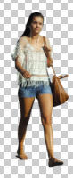 casual, caucasian, cutout, cutout people, cutout women, day, eye level view, female, front, summer, sunny, walking, woman