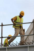 autumn, below, building-site, day, diffuse, diffused light, Malta, man, natural light, uniform