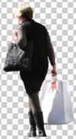 back, casual, caucasian, cutout, cutout people, cutout women, day, eye level view, sunny, walking, woman