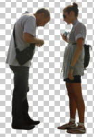 casual, caucasian, couple, cutout, cutout couples, cutout people, day, eye level view, side, standing, summer, sunny