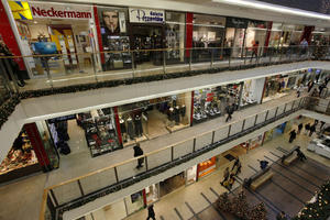 artificial lighting, elevated, indoor lighting, interior, Krakow, Malopolskie, Poland, shop, shopfronts, shopping centre