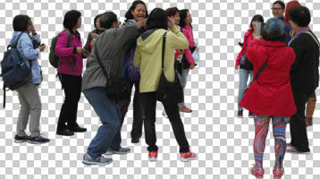 asian, autumn, cutout, cutout groups, cutout people, day, diffuse, diffused light, eye level view, group, people, standing