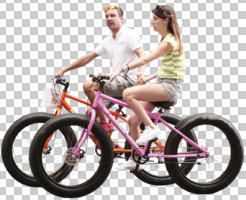 casual, caucasian, couple, cutout, cutout couples, cutout people, cycling, day, diffuse, diffused light, eye level view, people, side, summer