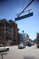 building, car, day, eye level view, Manhattan, New York, street, sunny, The United States, transport, van