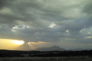 Andalucia, cloud, dusk, eye level view, San Pedro, sky, Spain, summer, sun glare, sunset