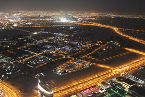 3-point perspective, above, aerial view, artificial lighting, bird