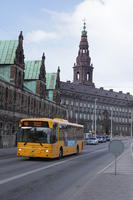 building, bus, Copenhagen , day, Denmark, eye level view, Kobenhavn, street, sunny, winter