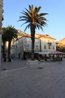 building, cafe, Croatia, day, dusk, eye level view, Makarska, palm, Splitsko-Dalmatinska, square, tree, vegetation