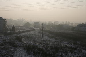 dusk, eye level view, field, Krakow, Malopolskie, Poland, vegetation, winter