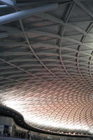 afternoon, artificial lighting, below, canopy, ceiling, column, England, indoor lighting, interior, King`s Cross Station, London, natural light, station, structure, terminal, The United Kingdom