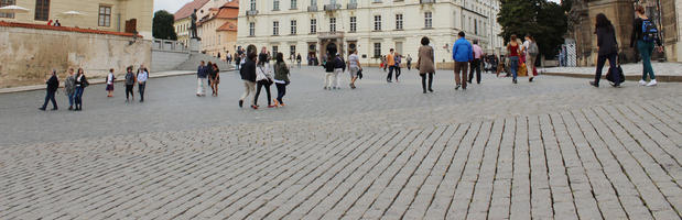 casual, day, diffuse, diffused light, eye level view, group, Hlavni Mesto Praha, natural light, pavement, people, Prague, street, summer, The Czech Republic, walking