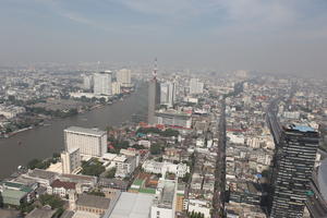 aerial view, autumn, Bangkok, cityscape, day, direct sunlight, elevated, Krung Thep Mahanakhon, natural light, open space, outdoors, river, sunny, Thailand