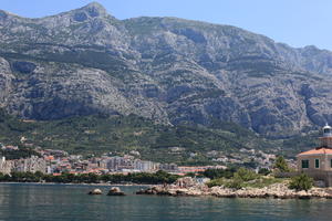 Croatia, day, eye level view, Makarska, mountain, seascape, Splitsko-Dalmatinska, summer, town, vegetation, woodland