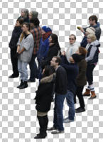 casual, caucasian, cutout, cutout groups, cutout people, day, elevated, group, natural light, people, standing, winter