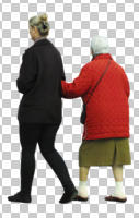 ambient light, back, casual, caucasian, couple, cutout, cutout couples, cutout people, day, elderly, eye level view, natural light, walking, winter, woman