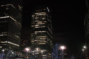 artificial lighting, building, building, city, cityscape, England, eye level view, London, night, office, The United Kingdom, tower, winter