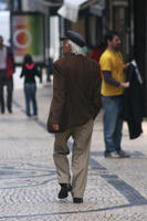 back, casual, day, diffuse, diffused light, elderly, eye level view, male, man, natural light, Porto, Porto, Portugal, spring, street, walking