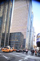 building, car, day, eye level view, facade, glass, man, Manhattan, New York, people, skyscraper, standing, street, summer, sunny, taxi, The United States, walking, woman